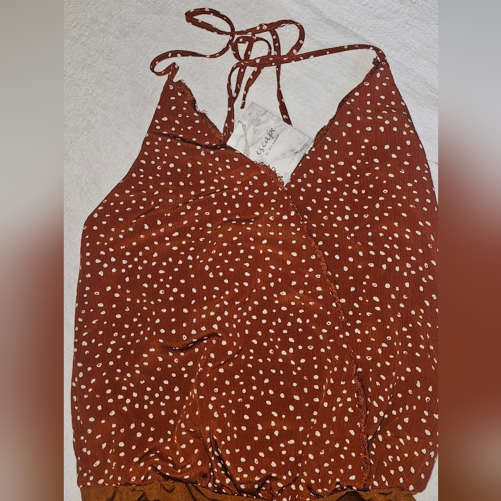 Orange polkadot halter bodysuit Escape by Blu Pepper NWT